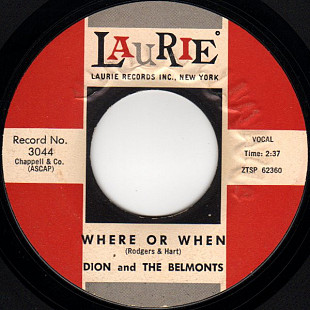 Dion And The Belmonts ‎– Where Or When