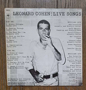 Leonard Cohen – Live Songs LP 12", произв. Holland