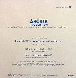 Johann Sebastian Bach / Adele Stolte, Hans-Joachim Rotzsch, Theo Adam, Mitglieder Des Gewandhausorch