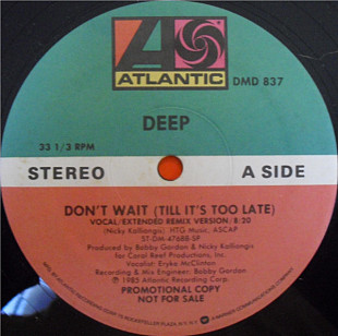 Deep (4) - Don't Wait (Till It's Too Late) (12", Promo) (made in USA)