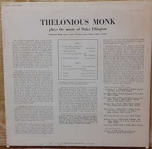 Платівка Thelonious Monk Thelonious Monk Plays Duke Ellington.