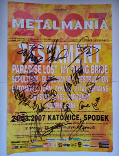 METALMANIA FESTIVAL 2007 (PARADISE LOST, etc.) A1 Poster with autographs