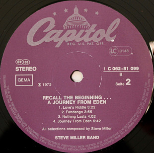 Steve Miller Band – Recall The Beginning … A Journey From Eden