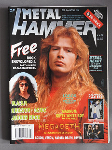 METAL HAMMER Англия №21 Октябрь 8 - 21 1990 журнал с плакатами отличное состояние