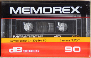 Аудиокассета MEMOREX dB series 90 (1985 год выпуска, Американский рынок)