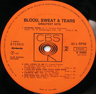 Blood, Sweat & Tears* – Blood, Sweat & Tears Greatest Hits