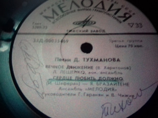 Песни Д. ТУХМАНОВ А. В.ребята /д.молодцы /я.бразайтене..1974. 7"