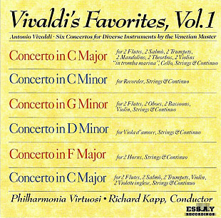 Antonio Vivaldi – Philharmonia Virtuosi, Richard Kapp – Vivaldi's Favorites, Vol. 1 (Six Concertos F