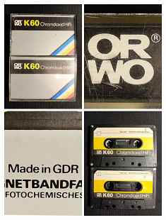 Кассеты 2 шт."ORWO" K-60 ГДР.