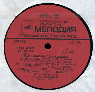 МАРК МИНКОВ - ПАРАД ПЛАНЕТ С60---19281_82 USSR 1982