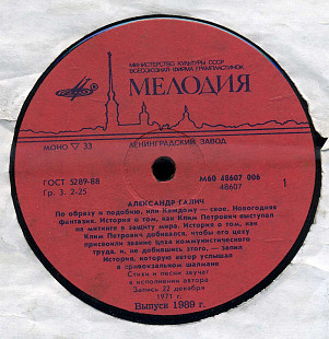 АЛЕКСАНДР ГАЛИЧ - Стихи и песни М60---48607_08 USSR 1989