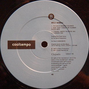 Milli Vanilli – Baby Don't Forget My Number, UK 12 Maxi Single NM-