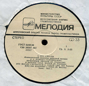 15 ЛЕТСПУСТЯ - Ленинградский ансамбль джазовой музыки С60 20507_08 USSR 1983