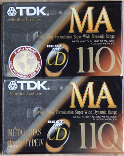 TDK MA 110 (1992 рік випуску, Американський ринок) є пошкодження упаковки.