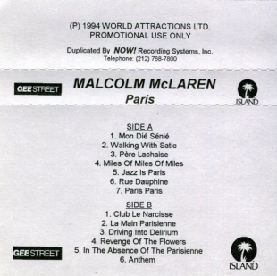 MALCOLM MCLAREN «Paris» PROMO CrO2 Dolby System ℗1994