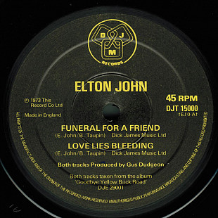 Elton John – Funeral For A Friend / Love Lies Bleeding maxi 45, made in UK 1978 редкий