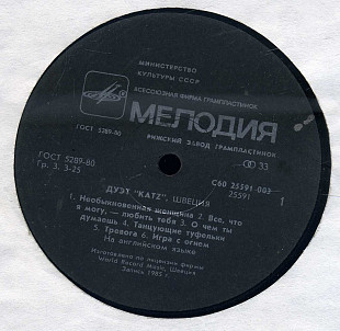 ДУЭТ KATZ ШВЕЦИЯ С60 25591_92 USSR_SWEDEN