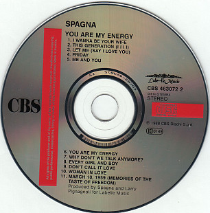 SPAGNA CD «You Are My Energy» ℗1988