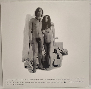 John Lennon And Yoko Ono EX Beatles - Unfinished Music No.1: Two Virgins - 1968. (LP). 12. Пластинка