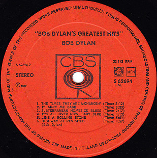 Bob Dylan ‎– Bob Dylan's Greatest Hits