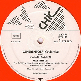 Martinelli - Cenerentola (Cinderella) (1985) NM- 12" 45 RPM Maxi-Single
