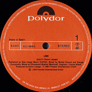 Lime - Guilty = Culpable (1983) NM- 12" 45 RPM Maxi-Single PROMO