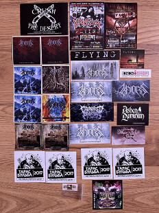 Наклейки різних гуртів та лейблів