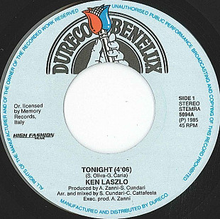 Ken Laszlo - Tonight (1985) NM- 7" 45 RPM Single
