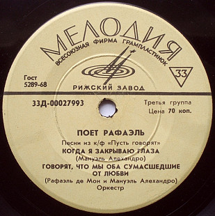 Рафаэль – Песни Из К/ф Пусть Говорят