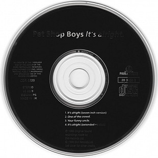 Pet Shop Boys - It's Alright (1989) VG+ Single PROMO