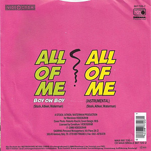 Sabrina - All Of Me (Boy Oh Boy) (1988) NM- 7" 45 RPM Single