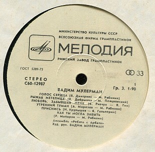 ВАДИМ МУЛЕРМАНС60 - 12987_88 USSR